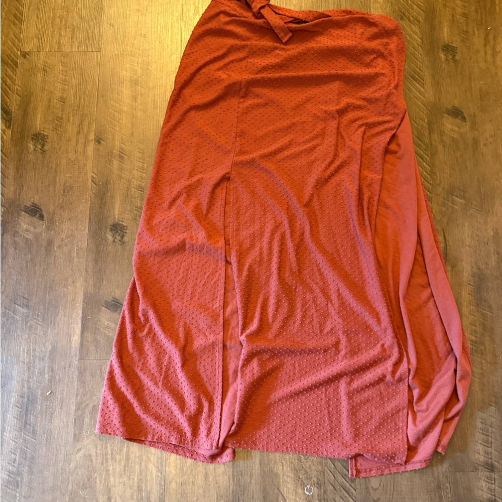 EARTHBOUND Textured Red Maxi Skirt